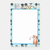 Post-it® Kawaii Couleur bleue avec pattes chatons mignons 4 (Devant)