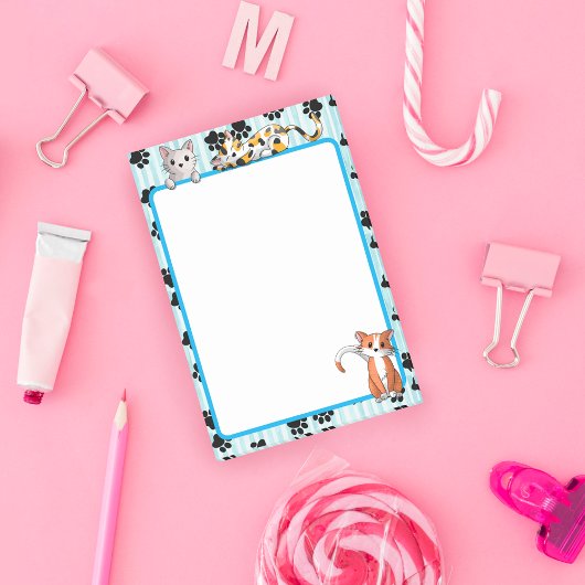 Post-it® Kawaii Couleur bleue avec pattes chatons mignons 4