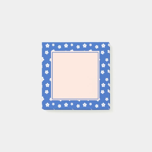 Post-it® kawaii japonais prune floral bleu (Devant)