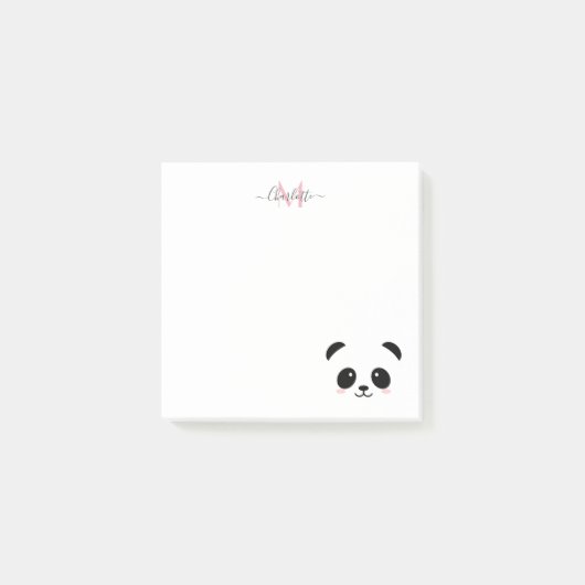 Post-it® Kawaii panda ours monogramme personnalisé (Devant)