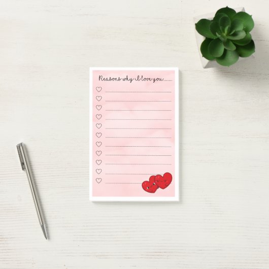 Post-it® Kawaii raisons je t'aime message mignon (Bureau)