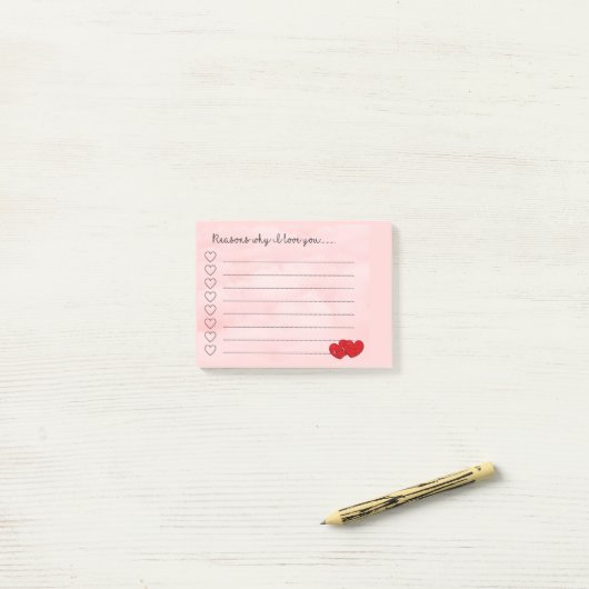 Post-it® Kawaii raisons je t'aime message mignon (Sur un bureau)