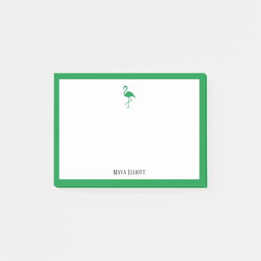 Post-it® Kelly Flamant rose vert et bordure en blanc avec n (Devant)