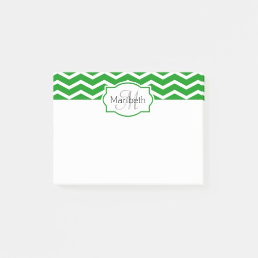 Post-it® Kelly Green Chevron Nom Monogramme (Devant)