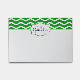 Post-it® Kelly Green Chevron Nom Monogramme