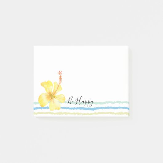 Post-it® Ketmie jaune de rayures tropicales florale (Devant)