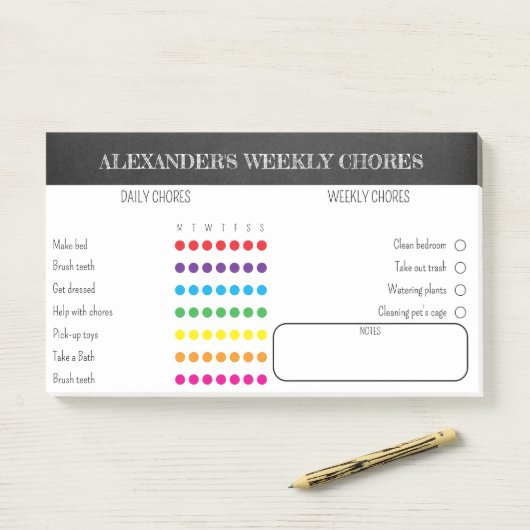 Post-it® Kids Weekly Chores Notes (Sur un bureau)