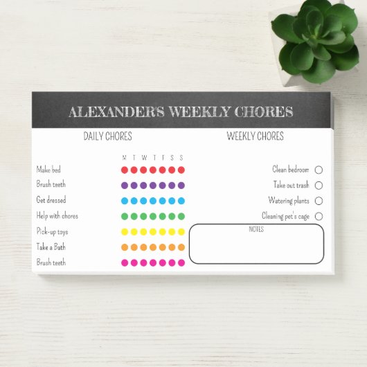 Post-it® Kids Weekly Chores Post-It Notes (Bureau)