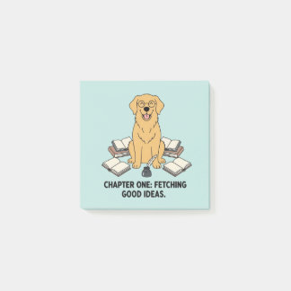 Post-it® Kind Scholar Golden Retriever Bookish Yellow Art