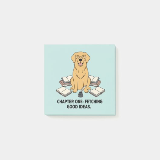 Post-it® Kind Scholar Golden Retriever Bookish Yellow Art (Devant)