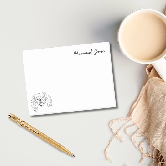 Post-it® King Charles Spaniel Noir & Blanc Personnalisé