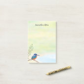 Post-it® Kingfisher Aquarelle Bleu Orange Oiseau (Sur un bureau)