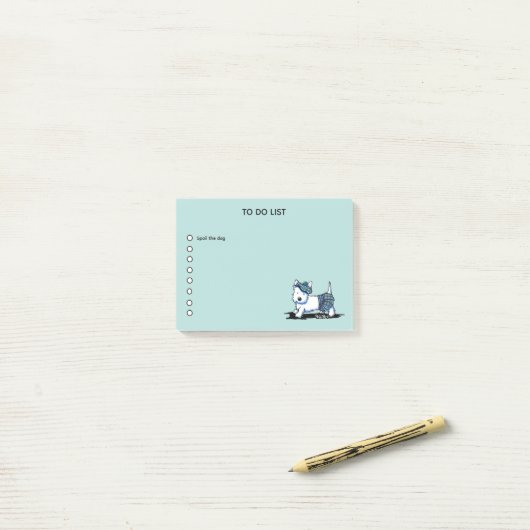 Post-it® KiniArt Kilted Westie Note Pad (Sur un bureau)