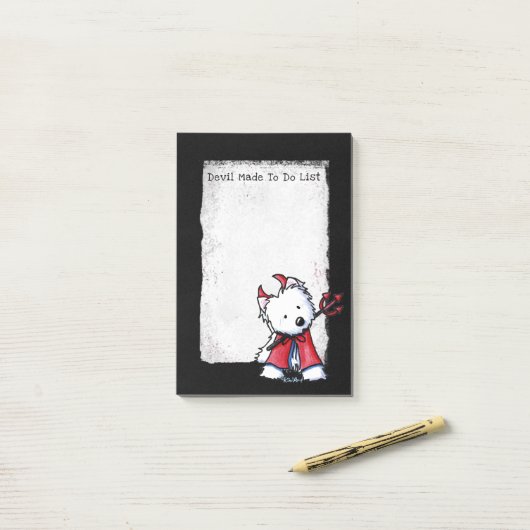 Post-it® KiniArt Westie Devil Post-It Notes (Sur un bureau)