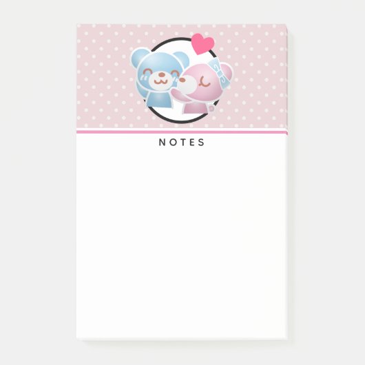 Post-it® Kissing Bears mignon et Kawaii (Devant)
