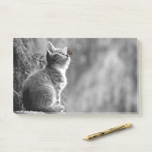 Post-it® Kitten Avec Ami Papillon (Sur un bureau)