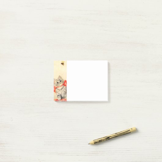 Post-it® Kitten avec ruban rouge (Sur un bureau)