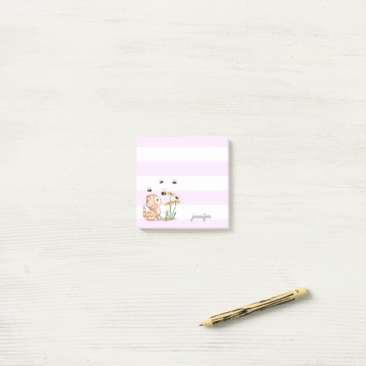 Post-it® Kitten Post it Notes Blances violettes (Sur un bureau)