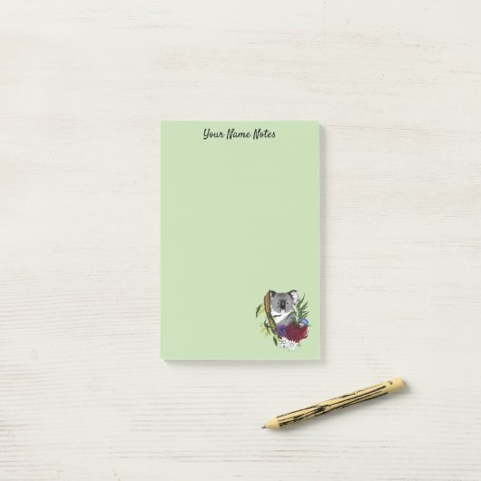 Post-it® Koala Bear Green (Sur un bureau)