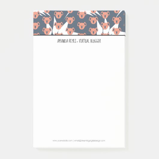 Post-it® Koala Mignon Moderne et Feuille Tropicale (Devant)