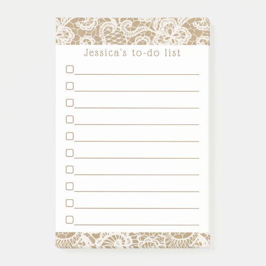 Post-it® Kraft rustique et dentelle blanche Vintage (Devant)