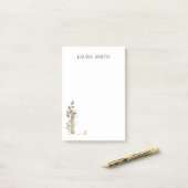 Post-it® L Monogramme Floral Notes post-it personnalisées (Sur un bureau)