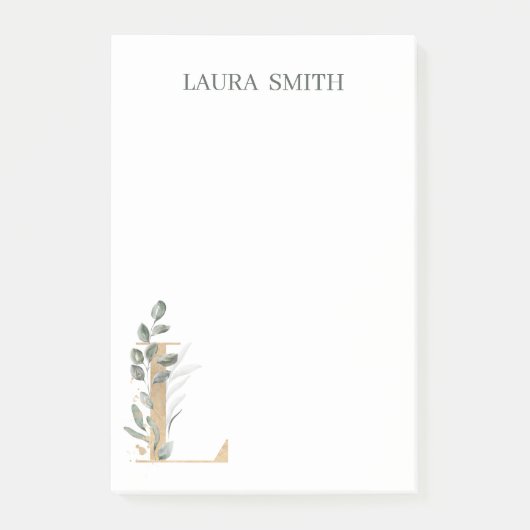 Post-it® L Monogramme Floral Notes post-it personnalisées (Devant)