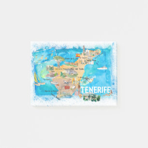 Post-it® La carte des Canaries de Tenerife avec un paysage