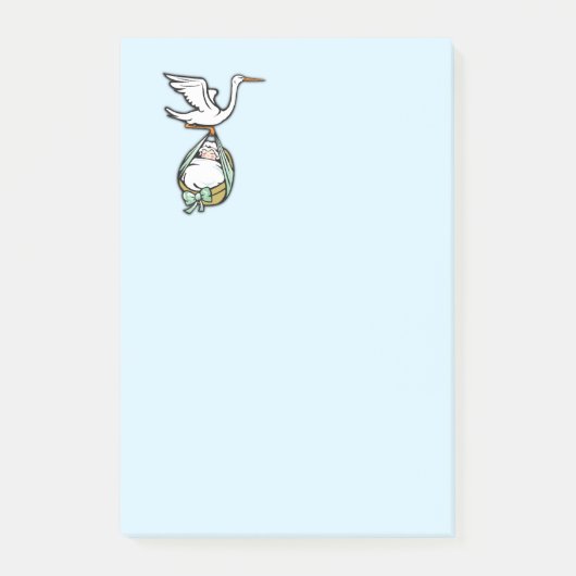 Post-it® La cigogne porte un bébé garçon (Devant)