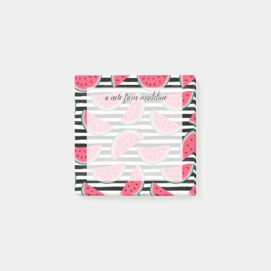 Post-it® La douce pastèque sur le Motif noir et blanc (Devant)