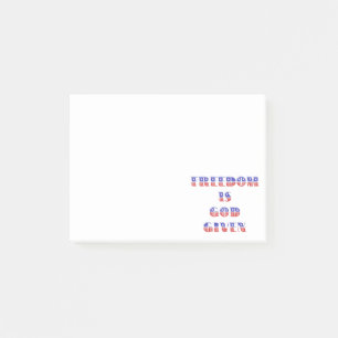 Post-it® La liberté est Dieu donné, blanc rouge et bleu