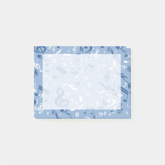 Post-it® La musique bleue et blanche note le motif (Devant)