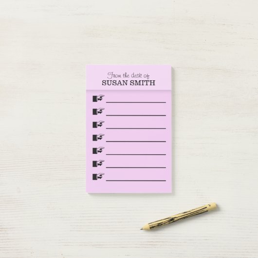 Post-it® La note pourpre de bureau de professeurs (Sur un bureau)