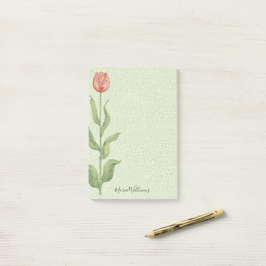 Post-it® La tulipe rose ajoutent 4x6 nommé (Sur un bureau)