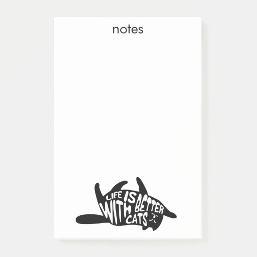 Post-it® La vie est meilleure avec les chats | Typographie (Devant)