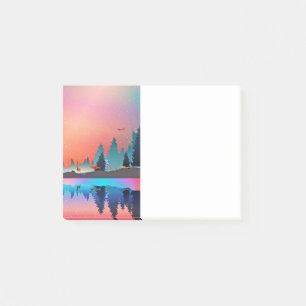Post-it® Lac d'hiver pittoresque avec Cerf
