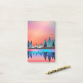 Post-it® Lac d'hiver pittoresque avec Cerf (Sur un bureau)