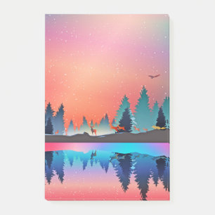 Post-it® Lac d'hiver pittoresque avec Cerf
