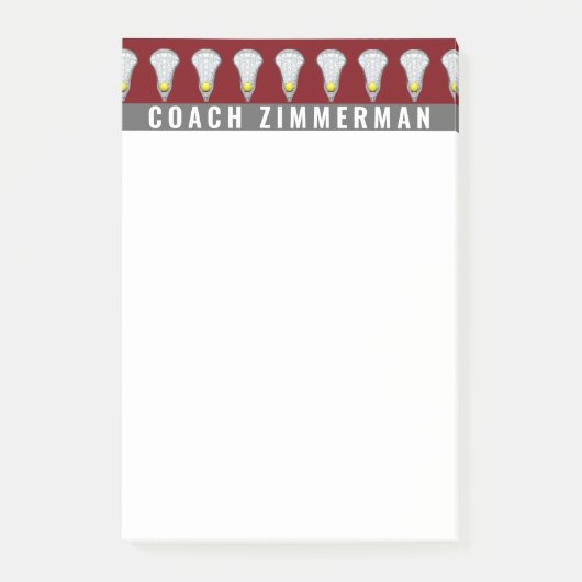 Post-it® Lacrosse Sports Personnalisé Maroon Post-It Notes (Devant)