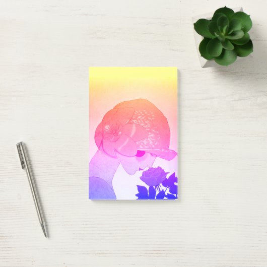 Post-it® LADY AVEC ROSE Rose Bleu Jaune Beauté Mode (Bureau)