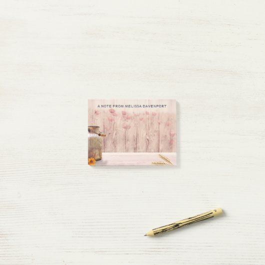 Post-it® Lait rustique peut style rustique sur bois (Sur un bureau)