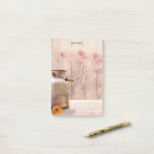 Post-it® Lait rustique peut style rustique sur bois (Sur un bureau)