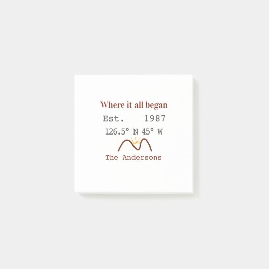 Post-it® Lake house ets. Date year custom coordinates brown (Devant)
