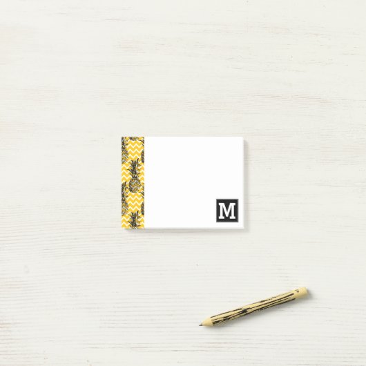 Post-it® L'ananas zigzague monogramme de | (Sur un bureau)