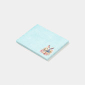 Post-it® Lapin avec une guirlande de roses Mignon (Incliné)