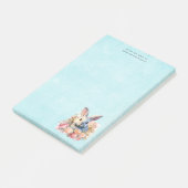 Post-it® Lapin avec une guirlande de roses Mignon (Incliné)