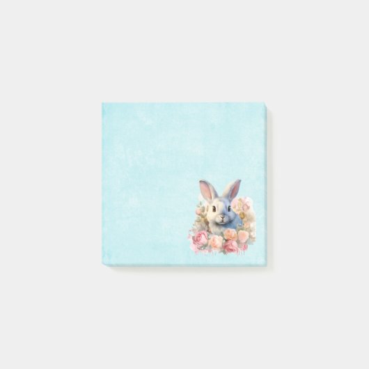 Post-it® Lapin avec une guirlande de roses Mignon (Devant)
