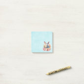 Post-it® Lapin avec une guirlande de roses Mignon (Sur un bureau)