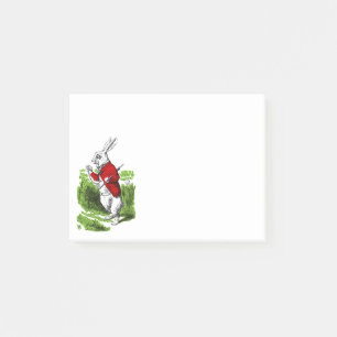 Post-it® Lapin Blanc regardant sa montre. Illustration