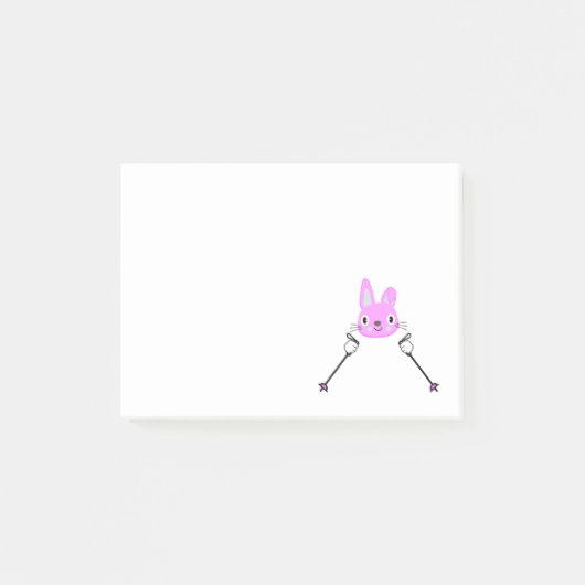 Post-it® Lapin de ski avec bâtons de ski (Devant)